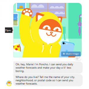 Facebook Messenger Chatbots - Poncho Example